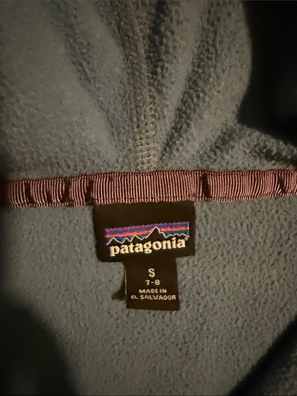 Patagonia Kids Two-Tone Blue Hooded Fleece Jacket with Chest Pocket - Picture 3 of 4